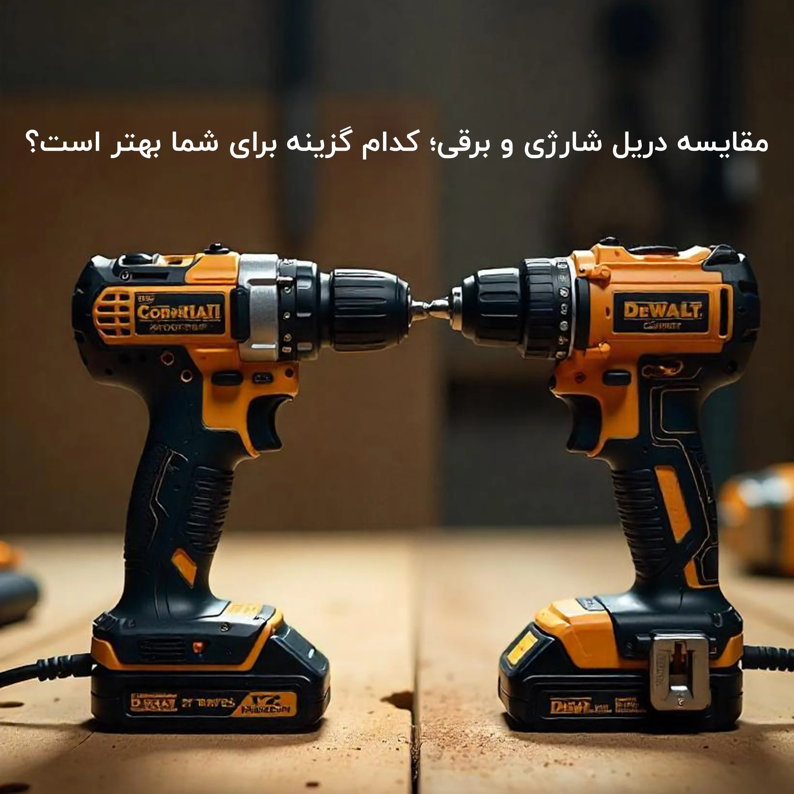 تصویر مفهومی مقایسه دریل شارژی و دریل برقی